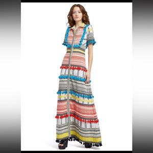 ALICE AND OLIVIA Phylis Tassel Button-Down A-Line Maxi Dress